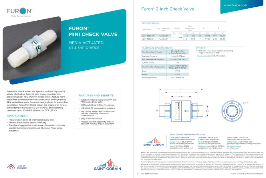 Furon Check Valves Datasheets
