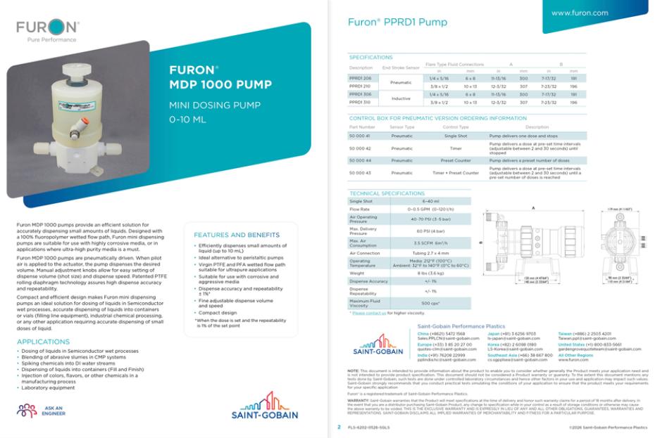 Furon Dosing Pumps Datasheets